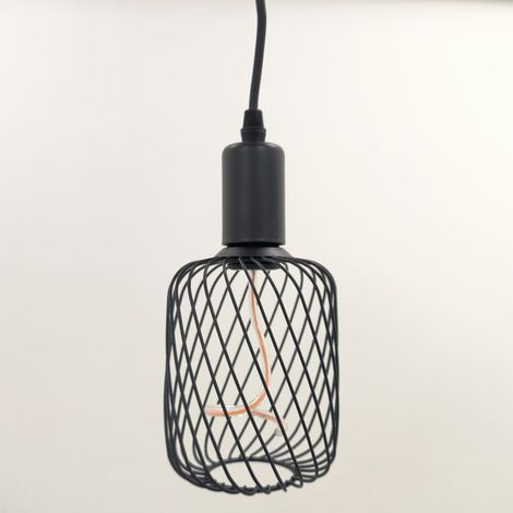 Bombilla LED decorativa cilindro jaula con filamento espiral E27 4W 1800K (negro o dorado)