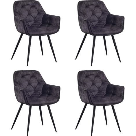 Set mit 4 Esszimmerstühlen Samt Anthrazitfarbener Stoff Audrey –