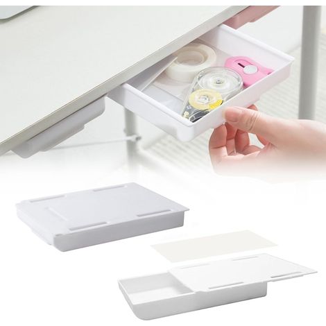 Set di 2 scatole autoadesive per cassetti, contenitori nascosti, organizer per cassetti, organizer per casa e toeletta, 22x15,5x3 cm (1/4)