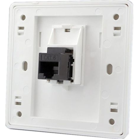Femelle à femelle CAT6 Gigabit prise murale réseau double passage RJ45 LAN façade Internet prise de courant droite, 86x86mm (LAN x 1)-LIAIKI (1/4)