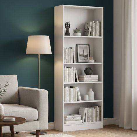 Dmora Bücherregal mit fünf Fächern, weiße Farbe, 79 x 107 x 27 cm (1/5)