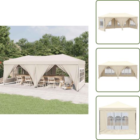 Tente de réception pliable avec parois Crème 3x6 m - Tents De Jardin - Abri Jardin - Gazebo - Parasol - Chapiteau Pliables (1/5)