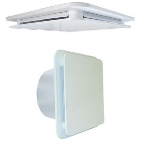 Unelvent – Bouche VMC design extra plate ⌀100 mm – Débit 15/75 m3/h – 4 volets réglables – Manchette métal 150 mm