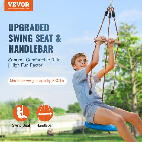 Tyrolienne pour Enfants et Adultes 15,8 m, Kit de Tyrolienne Complet Charge 227 kg, Configuration Facile, avec Harnais de Sécurité en Nylon, Siège et Guidon, pour Jardin Arrière-cour Extérieur (1/5)