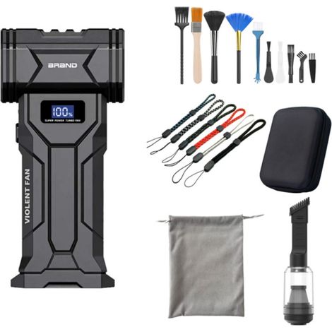 Souffleur d'air portatif sans fil - Mini Air Duster 110000RPM, Batterie 4000mAh, Vitesse réglable et Accessoires multi-buses (1/5)