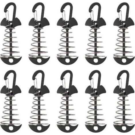 Piquets d'ancrage de terrasse, 10 pièces en alliage d'aluminium coupe-vent avec boucle à ressort, ancre portable pour le camping en plein air (1/5)