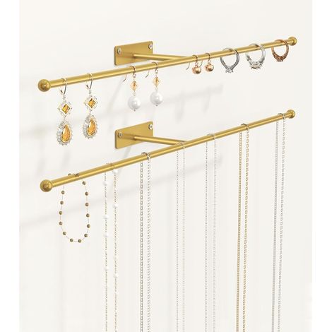 Porte-Bijoux Murale - Support Pour Collier 32 Cm - Pour Boucles D Oreilles Bracelets Anneaux Et Lunettes - Lot De 2 Avec Vis Incluses (1/5)