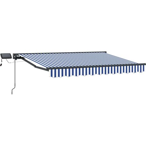 Manueller Markisenrahmen mit LEDs Blau und Weiß 3 x 2,5 m
