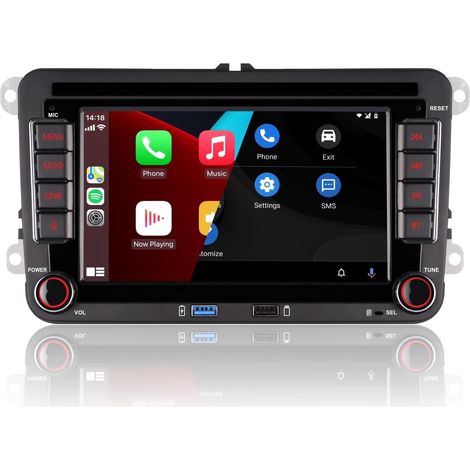Doppel-Din-Autoradio, kompatibel mit kabellosem CarPlay, Android Auto, mit 7 Zoll IPS Bluetooth/FM/AM-Radio/USB/High Power für VW Golf 5 6 Passat Jetta Caddy EOS T5 Tiguan Touran CC Polo