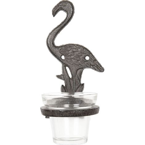 Photophore suspendu flamant rose bougeoir chauffe-plat en fer marron 8 x 12 x 19 cm - PANGIVO (1/2)