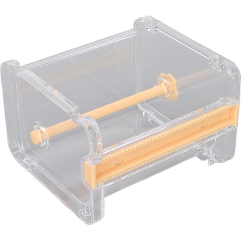 Dévidoir/coupe-ruban adhésif transparent multi-usages, porte-rouleau visible, pour la maison, le bureau ou l'école, orange. (1/5)