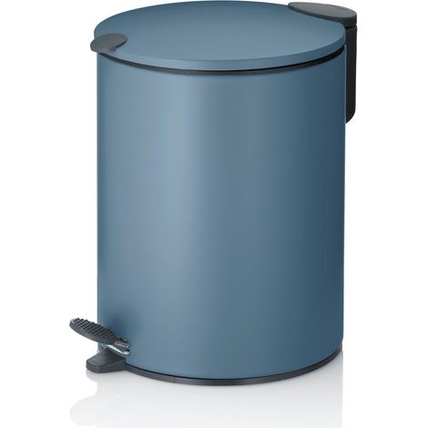 kela Secchio per cosmetici 3 l blu opaco, coperchio con chiusura silenziosa, pattumiera a pedale per bagno MATS, pattumiera da bagno con secchio interno e manici per il trasporto (1/5)