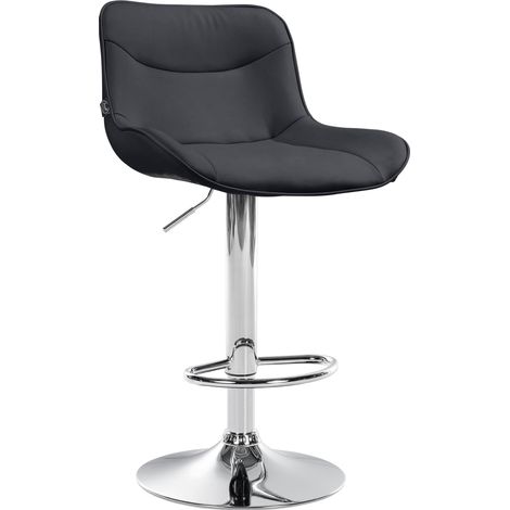 Sgabello da bar x1 girevole forma ergonomica cuciture decorative PVC nero struttura in metallo cromato 100005761