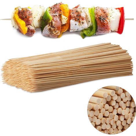 1000 x Schaschlikspieße Holz, Bambusspieße, Grill, Basteln, Set, Holzspieß 30 cm lang, Grillspieße 4 mm dick, natur