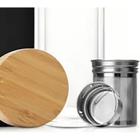Bouteille à thé isotherme de 400 ml en verre borosilicate à double paroi avec manchon de protection (1/5)