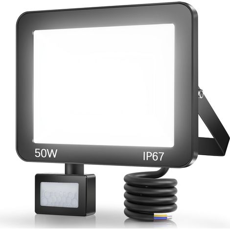 Projecteur LED Exterieur Detecteur de Mouvement 50W, 72 LEDs Spot LED Extérieur Detecteur de Mouvement 5000LM 7000K, IP67 Etanche Eclairage Exterieur avec Detecteur pour Jardin, Patio, Garage