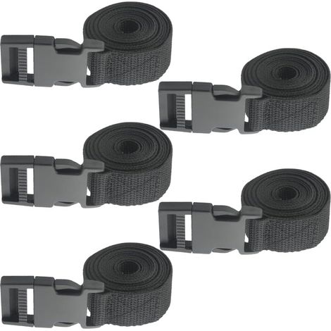Lot de 5 Sangles à Boucle en Nylon de 2,5 mm x 1,6M avec Boucles réglables de 34 x 60 mm pour Bagage, Collier d'animal Domestique, Sac à Dos, réparation (1/5)