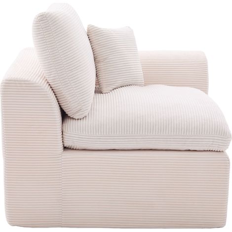 Poltrona Fissa 1 Posto con Cuscino Comfort Schiuma e Molle Struttura Stabile Design Minimalista in Velluto a Coste Beige (1/5)