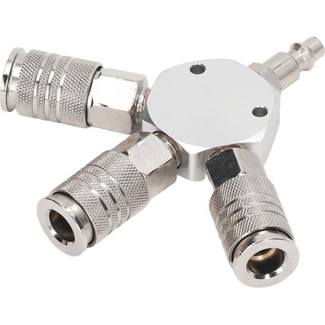 Répartiteur d'air à 3 voies, filetage mâle NPT 1/4 pouce, collecteur à 3 voies en alliage d'aluminium, raccord pneumatique pour applications industrielles (1/5)