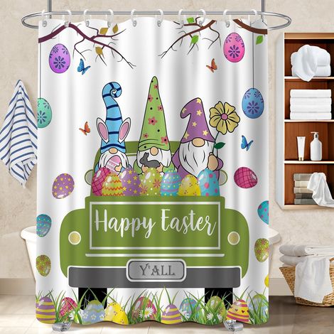 Ensemble rideau de douche polyester avec anneaux 180x180 déco d‘intérieur housse de baignoire pour éviter les moisissures dans une pièce humide (1/5)