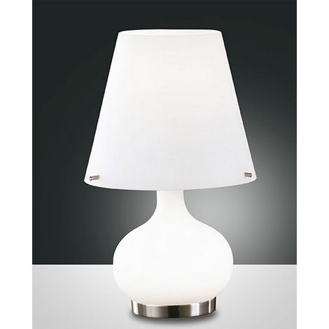 Lampe De Table Ade En Métal Et Verre Soufflé Blanc, Design Élégant Avec Double Interrupteur, Douille G9 Et E14, 230 V, Code 2533-34-102