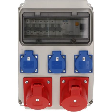 Stationärer Verteiler adamów 32A/5P 16A/5PxC16 3xGSx3xC16 FI40/4/0,03 IP44 9036510W
