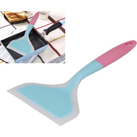 Spatule de Cuisson en Silicone Bicolore Transparente, Large pour Poêle à Pancakes et Friture, Pelle de Cuisine Bleue (1/5)