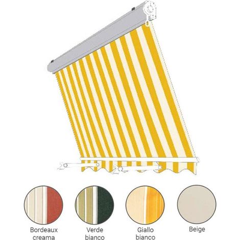 Tenda da Sole per Balcone a Caduta Cassonata Sangiorgio - Colore: Rigato Bordeaux/Crema - Formato: 2.50 x 2.50 m (1/10)
