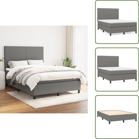 Boxspringbett mit Matratze Dunkelgrau 140x200 cm Stoff - Boxspringbett - Doppelbett - Bettenrahmen - Schlafsystem - Matratze (1/5)