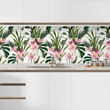 Crédence adhésive cuisine - Fleurs - 60x60 cm - Adhésif BRILLANT (1/5)