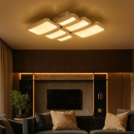 Plafoniera cromata plafoniera LED dimmerabile design lampada soggiorno, LED 30W 2450Lm bianco caldo, LxPxH 45,5 x 41 x 7,1 cm