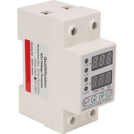 Protecteur sur/sous tension limiteur de courant à retard réglable dispositif intelligent auto-réarmant 220V AC 63A (surcourant 1‑63A) (1/5)