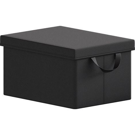 Lot de 1 Boîte de Rangement WOLTU, 48x36x30 cm, avec Couvercle, Coffre de Rangement en Tissu non Tissé, Pliable, Noir