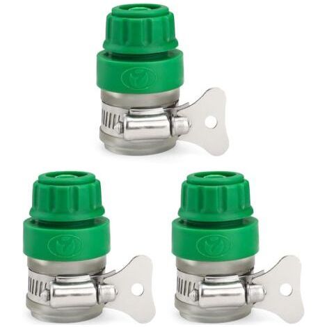 Adaptateur de Robinet pour Tuyau d'Arrosage - Lot de 3 Connecteurs en Acier Inoxydable (1/5)