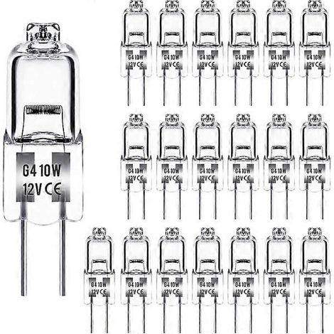 Lot de 20 ampoules halogènes G4 10 W 12 V - Blanc chaud