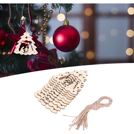 40 ensembles/vente d'objets artisanaux de Noël en bois, décorations pour sapin de Noël, petits ornements, produits en bois évidés et gravés au laser JM00204 (1/5)