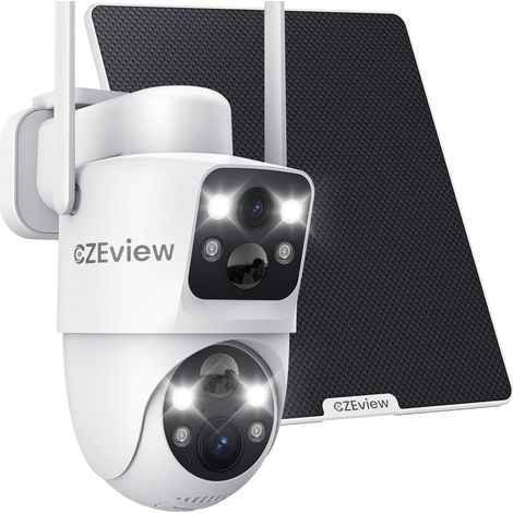4MP Caméra Surveillance WiFi Exterieure sans Fil Solaire, 360° Double Objectif, Détection Mouvement Double PIR, 2.4GHz WLAN Caméra Connectée, Alarme Lumineuse/Sonore Puissante (1/5)
