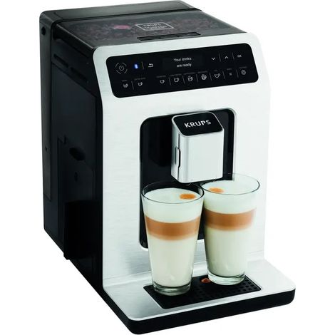 Krups – Machine à café à grain 14 bars – Système Quattro Force – 15 recettes – Réservoir amovible – Couleur métal