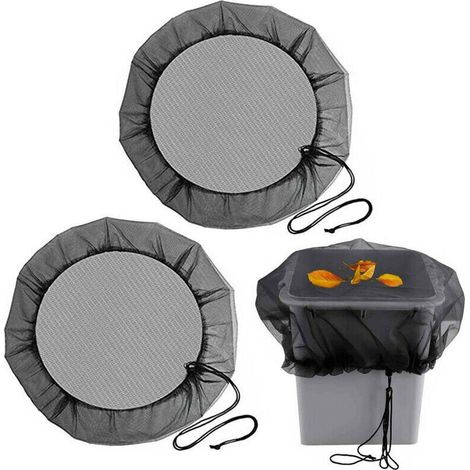 2PCS Filet de Protection pour Tonneau de Pluie,95cm Filet pour Citerne de Pluie avec Cordon de Serrage pour Anti-poussière, Anti-caduques, Anti-Moustique-Noire (1/5)