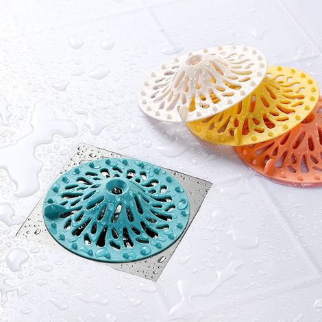 Protecteur de Vidange en Silicone, 4 Couleurs Filtre à Cheveux en Silicone Filtre d'Évier Forme de Volcan, Grilles de Bonde de Baignoire pour Salle de Bain Baignoire Cuisine (1/3)