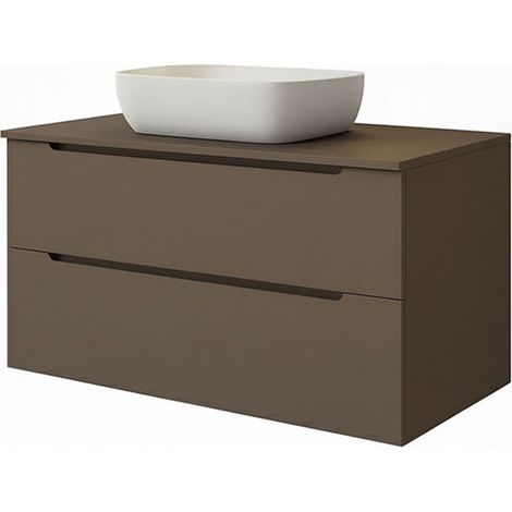 Kibath Mueble de baño con Lavabo VICTORIA 100x45 cm acabado Moka mate 2 cajones suspendido (1/5)