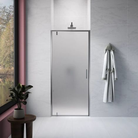 Nicchia slim a battente 80cm profili cromati vetro 6mm opaco anticalcare h190 Lerici (1/4)