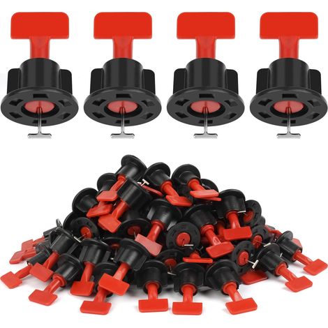 Niveleur de Carrelage, 100 Pièces Réutilisables Kit Nivellement Carrelage Niveleur Cale Carrelage Autonivelant, redresseurs de carreaux (1/5)