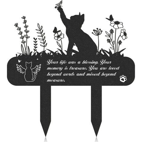 Plaque commémorative pour animaux de compagnie - Plaque en métal pour chat, piquets de cimetière étanches, pierre tombale pour animaux (1/5)
