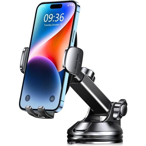 Support Téléphone Voiture, 2025 Amélioré [Ventouse Ultra Puissante] Porte Voiture Telephone Tableau de Bord, Rotation 360° & Opération à Une Main, Attache Voiture Pare-Brise (4-7" Smartphone) (1/4)