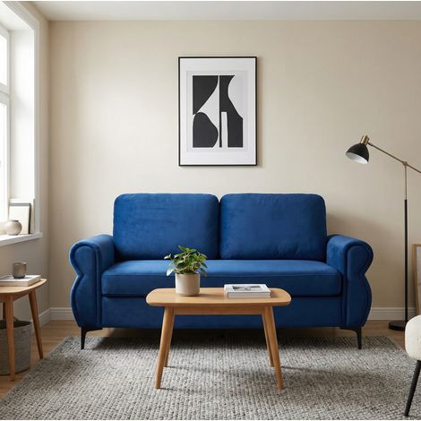 Sofa aus Stoff in Blau, 173,5 cm, mit Metallfüßen, Taschenfederkern und HR-Schaum, abnehmbare Bezüge (1/5)