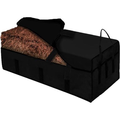 Sac de stockage de foin de grande capacité 39.5L x 16.5W x 20H inch avec poignée zippée portable Sac de nourriture imperméable pour chèvres et chevaux (1/5)