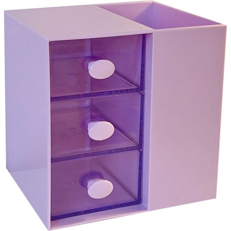 1 Boîte de rangement Bureau, design tiroir, grande capacité, couvercle anti-poussière, matériau PP, pour cosmétiques (1/5)