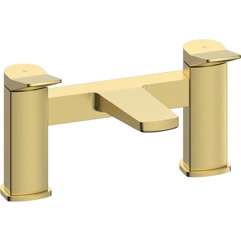 Signature Tilt Bath Filler Tap Pillar Mounted - Brushed Brass
