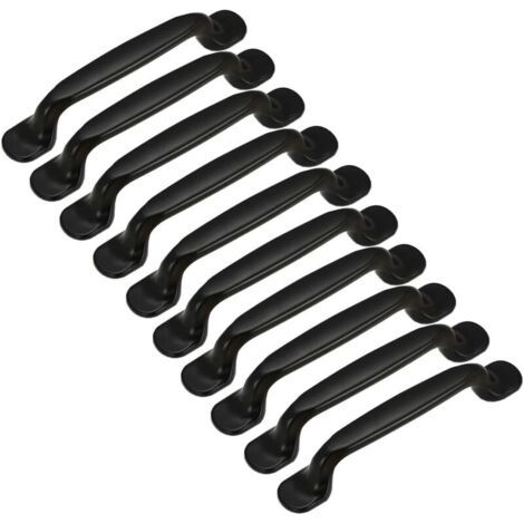 10 Stück Türgriff Küche Schrank Kleiderschrank Schublade Schlafzimmer Möbelgriff Lochabstand 128mm, Aluminium Schwarz